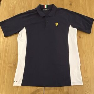 Scuderia ferrari polo shirt Men's 2XL Navy White Racing Henley Cut